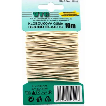 Textilní guma VTC Klobouková guma 1,2 mm - na kartě béžová