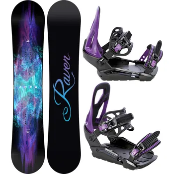 Snowboard RAVEN Snowboard set Raven Aura + vázání Raven S230 145cm FIALOVÁ|ZELENÁ|ČERNÁ 2023