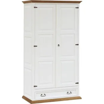 Komoda Dvoudvéřová šatní skříň z masivu SWEET HOME SAV22C2 Barevné provedení: Bílá - tmavý dub lak