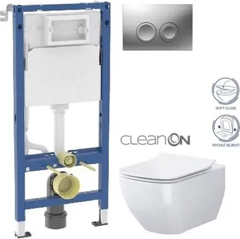 WC sada GEBERIT DuofixBasic s matným tlačítkem DELTA21 + WC CERSANIT VIRGO CLEANON + SEDÁTKO 458.103.00.2 21MA ME1
