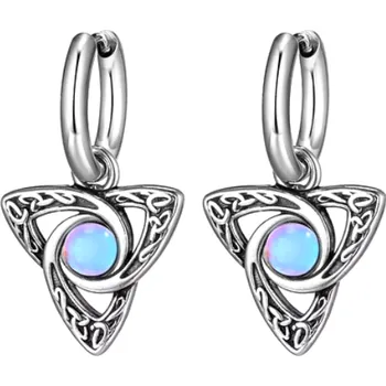 Náušnice B-TOP Kruhové náušnice Keltský uzel s měsíčním kamenem - nerez ocel