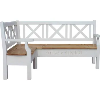 Jídelní stůl Rustikální lavice SWEET HOME BAX25 levá s područkami s úložným prostorem Barevné provedení: Bílá - dub tmavý vosk