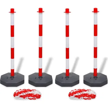 Dopravní značka Sada 4 sloupků se 2 plastovými řetězy 10 m každý