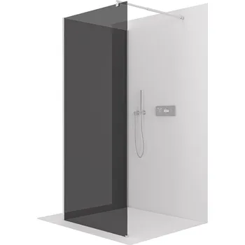 CERANO - Sprchová zástěna Walk-in Onyx Corner Round L/P - 8 mm - kulatá vzpěra - chrom, grafitové sklo - 70x90x200 cm