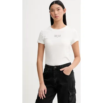 Dámské tričko Bavlněné tričko Tommy Jeans dámské, béžová barva, DW0DW21841 01X, vel. XXS