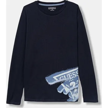 Dětské bavlněné tričko s dlouhým rukávem Guess L5BI28.I3Z14.9BYA námořnická modř 59X, vel. 175