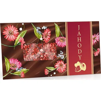 Čokoláda Selllot, s.r.o., K Hájům 34, 155 00 Praha 5 - Vyrobeno v EU Květy - Mléčná čokoláda s posypem jahodami 100 g