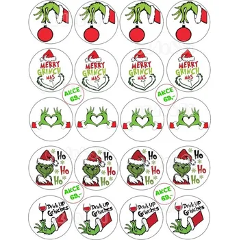 Jedlá dekorace na dort Grinch na cupcake 3 - jedlý papír - Jedlý papír / Bez decor gelu