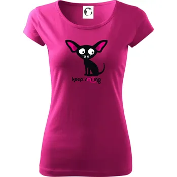 Dámské tričko Keep smiling Čivava (Hana-creative) - Dámské triko Pure - XS ( Fuchsiová )