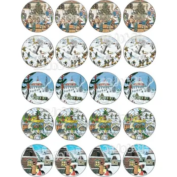 Jedlá dekorace na dort Vánoce 17 Ø48 mm - jedlý papír - Jedlý papír / Bez decor gelu