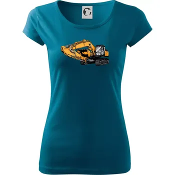 Dámské oblečení Žlutý bagr z boku - Dámské triko Pure - L ( Petrolejová )