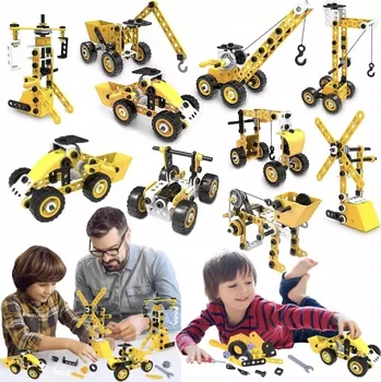 ostatní stavebnice Konstrukční kostky 8v1 vzdělávací vozidla sada kufřík 100 ks