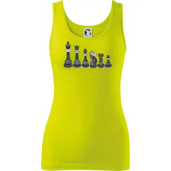Dámské tričko Šachové figurky v řadě - kreslené - Dámské tílko - L ( Limetková )