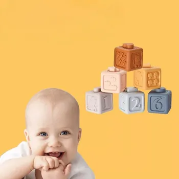 Senzorické gumové měkké kostky Montessori věž pyramida 13 ks