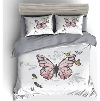 Povlečení NOVINKA 2025 ! Sada Bavlněného oboustranného povlečení na 2 postele s 3D EFEKTEM 70x90/140x200cm - MOTÝL + PROSTĚRADLO ZDARMA !