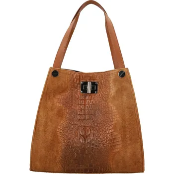 Kabelka Luxusní dámská kožená kabelka na rameno Cynthia, koňaková