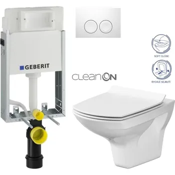 GEBERIT KOMBIFIXBasic vč. bílého tlačítka DELTA 21 + WC CERSANIT CLEANON CARINA + SEDÁTKO 110.100.00.1 21BI CA3
