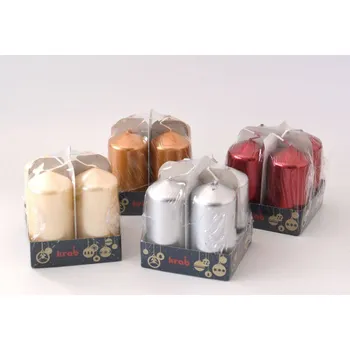 Adventní svíčky metalické válec 40 x 80 mm - sada 4 ks - BÍLÉ