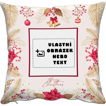 Polštář Vánoční povlak na polštář s rámečkem satén - 38x38 cm - zlatý