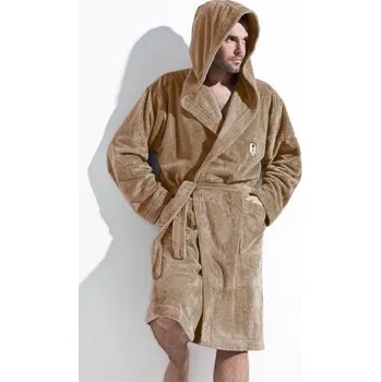 Pánský župan L&L župan pánský IWO s kapucí cappuccino béžová XXL