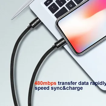 Datový kabel Swissten DATOVÝ KABEL TEXTILE USB-C / LIGHTNING 1,2 M ČERNÝ