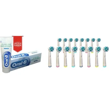 Náhradní hlavice k elektrickému kartáčku KOMA Sada 16 ks náhradních certifikovaných hlavic NK01 ke kartáčkům Braun Oral B Cross Action + DÁREK Zubní pasta ORAL-B