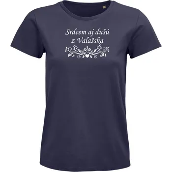 Dámské tričko Dámské tričko "Srdcem aj dušú z Valašska" Velikost: XXL, Barva: Šedá