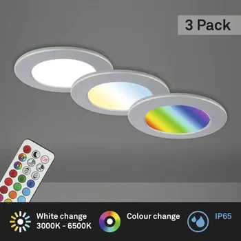 Koupelnové svítidlo LED zápustné osvětlení Briloner RGB IP65 3x4,8 W 450 lm 3000-6500 K chrom