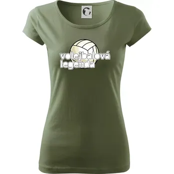 Dámské tričko Volejbalová legenda - bílé písmo - Dámské triko Pure - XL ( Khaki )