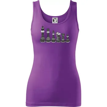Dámské tričko Šachové figurky v řadě - kreslené - Dámské tílko - XL ( Fialová )