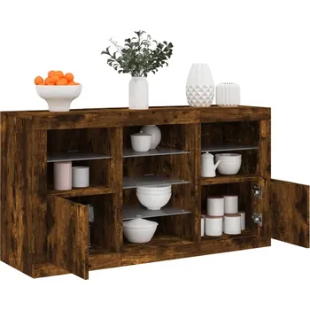 Organizace kuchyně zahrada-XL Příborník s LED osvětlením kouřový dub 123 x 37 x 67 cm 3209083