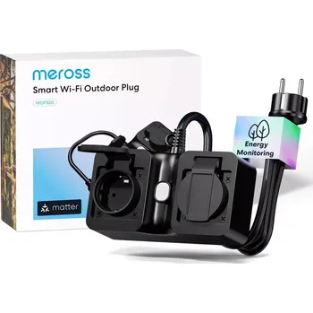 Elektrická zásuvka Meross Matter Smart Wi-Fi Venkovní Zásuvka s měřením spotřeby, MOP320MA (EU verze)