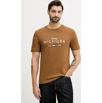 Pánská móda Bavlněné tričko Tommy Hilfiger MW0MW41455 hnědá 82X, vel. XL