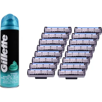 KOMA M3 - Sada 16ks holících břitů kompatibilních s Gillette Mach 3 + DÁREK Gel na holení
