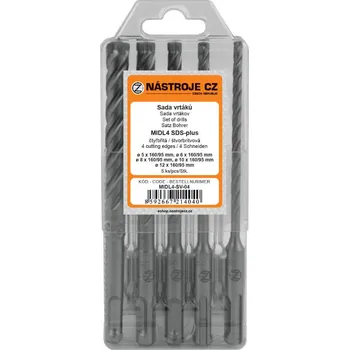 Vrták NÁSTROJE CZ Sada vrtáků MIDL4 SDS-plus 5dílná 2b. 5,6,8,10,12x160/95 - MIDL4-SV-04