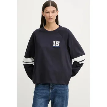 Pánské tričko Bavlněné tričko s dlouhým rukávem Marc O'Polo tmavomodrá barva, 5000007518 59X, vel. XS