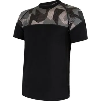 SENSOR MERINO IMPRESS pánské triko kr.rukáv černá/camo M