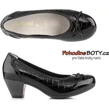 Dámská zdravotní obuv Dámské pohodlné lodičky lakýrky pružné Vitaform černé 321218 (Důvod slevy v popise)