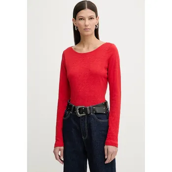 Pánské tričko Bavlněné tričko s dlouhým rukávem Marc O'Polo červená barva, 600226152199 33X, vel. M