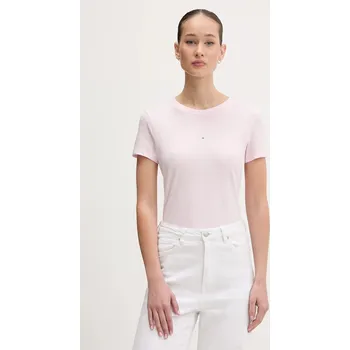 Dámské tričko Bavlněné tričko Tommy Jeans dámské, růžová barva, DW0DW21841 03X, vel. XL