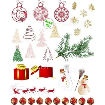 Jedlá dekorace na dort Vánoce 3 - jedlý papír - Jedlý papír / Bez decor gelu