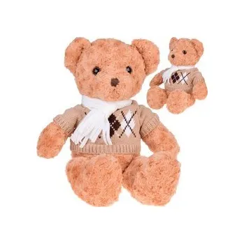 plyšák Měkký plyšový medvídek v svetru a šále 60 cm ZA5330 univerzální