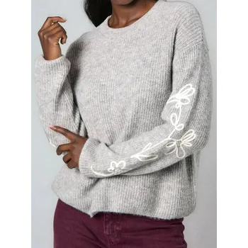 Dámský svetr Sinsay - Žebrovaný pletený svetr - šedá - 429FJ-09M - 429FJ-09M-S