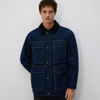 Reserved - Sherpa bunda s límcem - tmavomodrá - 859EM-59J - 859EM-59J-XL