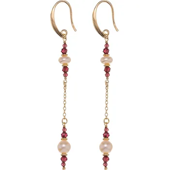 Náušnice Alisia Dlouhé pozlacené náušnice s granáty a pravými perlami AL5183.01.029 + 2 měsíce na vrácení zboží