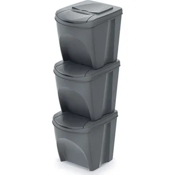 Odpadkový koš Odpadkový koš sada 3x25l SORTIBOX - šedý