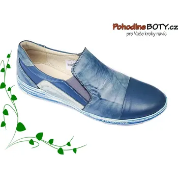 Dámské mokasíny Dámské kožené mokasíny modrý melír Aldex 1516