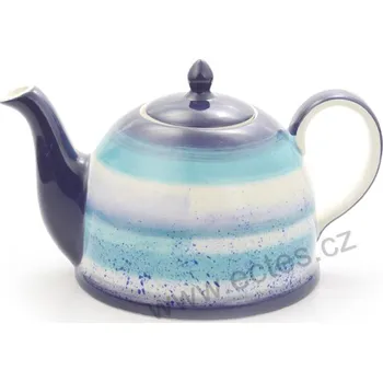 Konvice na čaj ChaCult LENJA velká keramická konvice s modrými a bílými pruhy 1900 ml