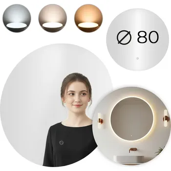 Zrcadlo LED kulaté zrcadlo 80 cm - 3 barvy dotykový spínač ModernHome