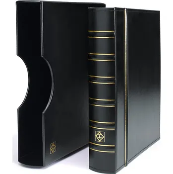 Obal pro sběratelský předmět Leuchtturm Album GRANDE CLASSIC, s 10 listy na 200 rámečků o rozměru 50×50 mm, s kazetou, černá